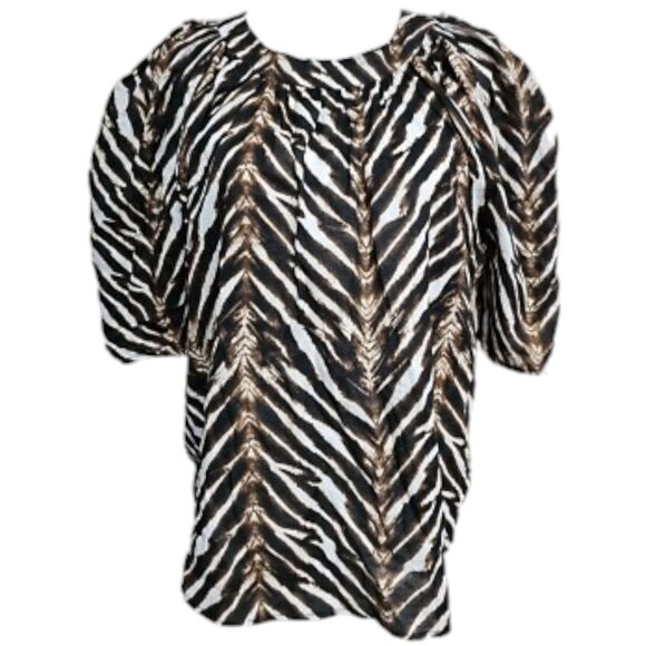 Calvin Klein Women's Animal Print Puff Sleeve Blouse Top Size Medium - Picture 10 of 10